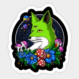 Alien Fox Third Eye Space UFO Sticker